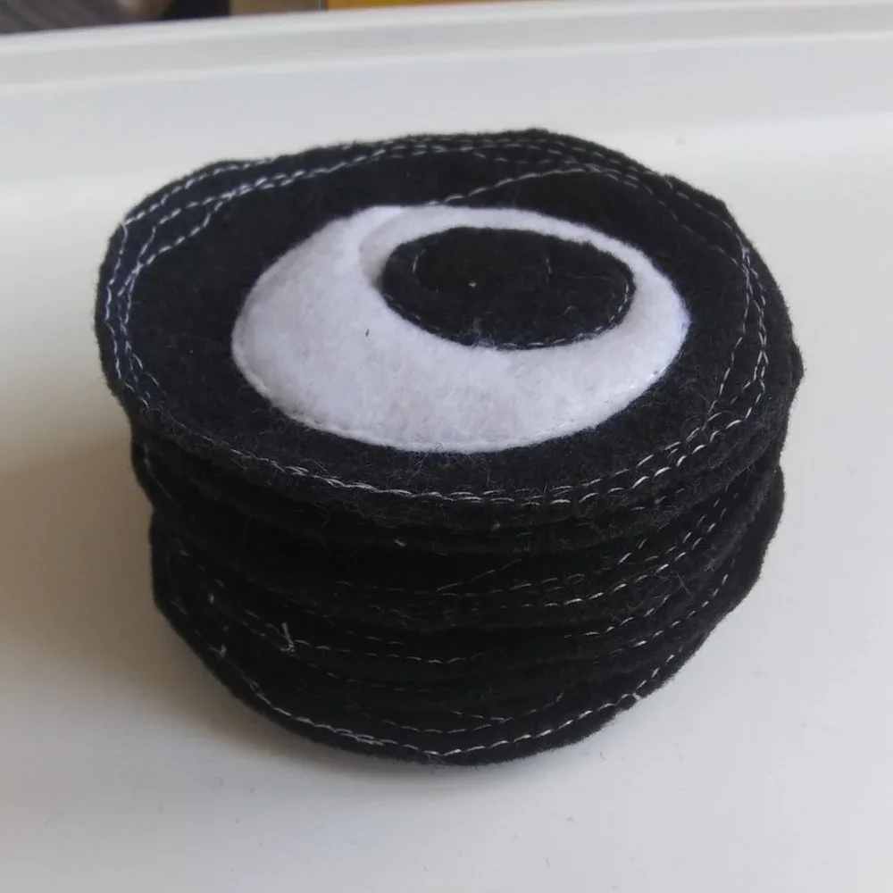 Handcrafted Freeform Stitched Felt Coaster Set #6. (Two Sets Available)